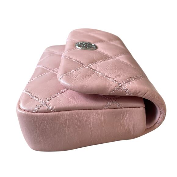 Tory Burch Willa Glazed Mini Belt Bag Crossbody Pink Rose Sachet Leather OS New - Picture 4 of 15